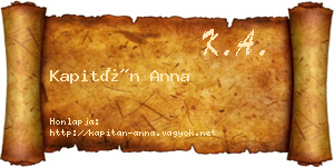 Kapitán Anna névjegykártya